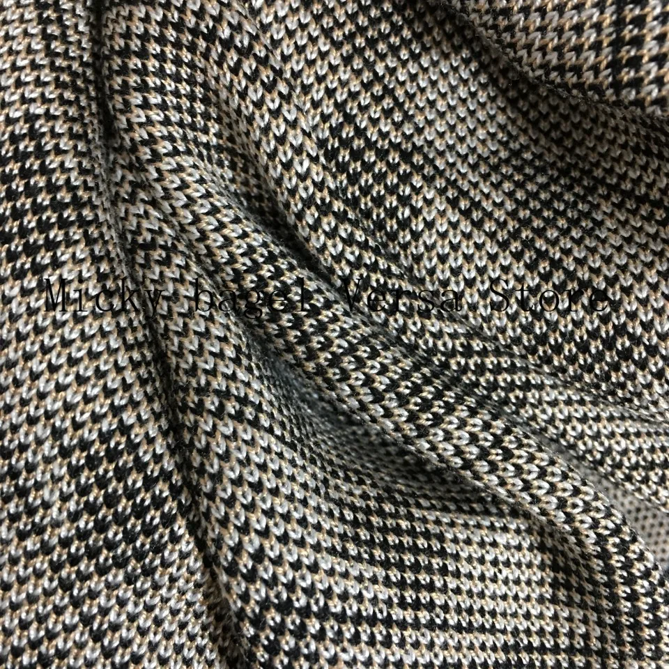 

21 deluxe design check letter printing women's versatile long sleeve zipper knitted coat + high waist contrast Casual Pants Set