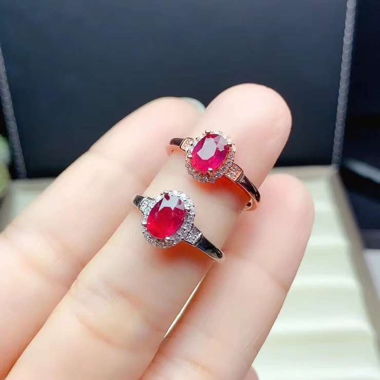 KJJEAXCMY Fine Jewelry 925 Sterling Silver Inlaid Natural Ruby Female Ring Earring Set Popular Supports Test | Украшения и