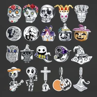 bamoer 925 sterling silver halloween skull man ghost haunted house charm for original luxury brand female diy jewelry scc1617