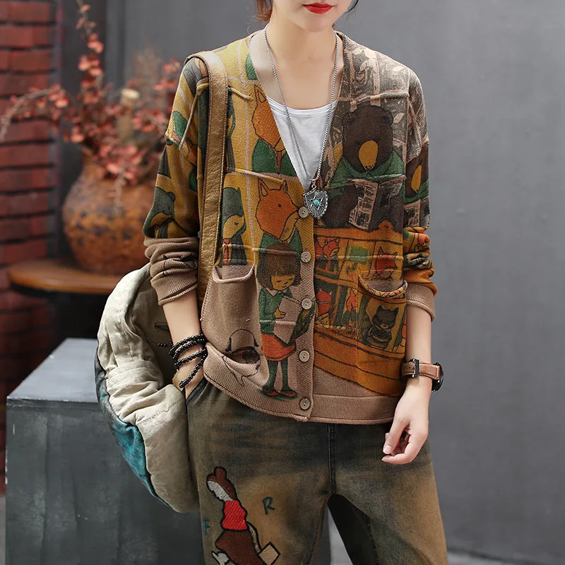 Осенний свитер куртки женские свободные трикотажные повседневные топы пальто 2019