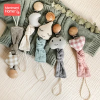 1pc baby dummy pacifier clips chain plush animals cotton star wooden nipple holder nurse accessories gifts stroller chain toys