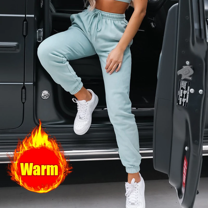 

2021 Winter Women Warm Sweatpants Baggy Autumn Women's Sports Thicken Pants Women's Joggers Wide Streetwear High Waisted Pants