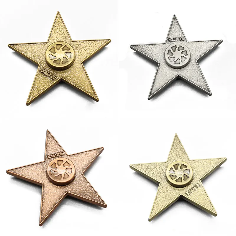

Smooth Finger Ring Tri Spiner Gyro Toy for Kid Five-pointed Star Fidget Spinner Brass Color Zinc Alloy Metal Hand Spinner