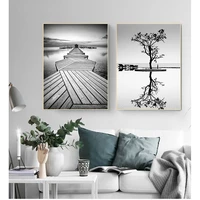 painting canvas modular landscape pictures home decor nordic style prints wall art black and white tree poster minimalist bridge