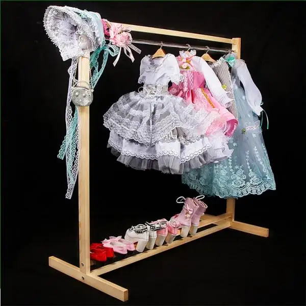 

10 Packs Wood Dolls Garments Hanger Metal Hook Dolls Furniture Accessory