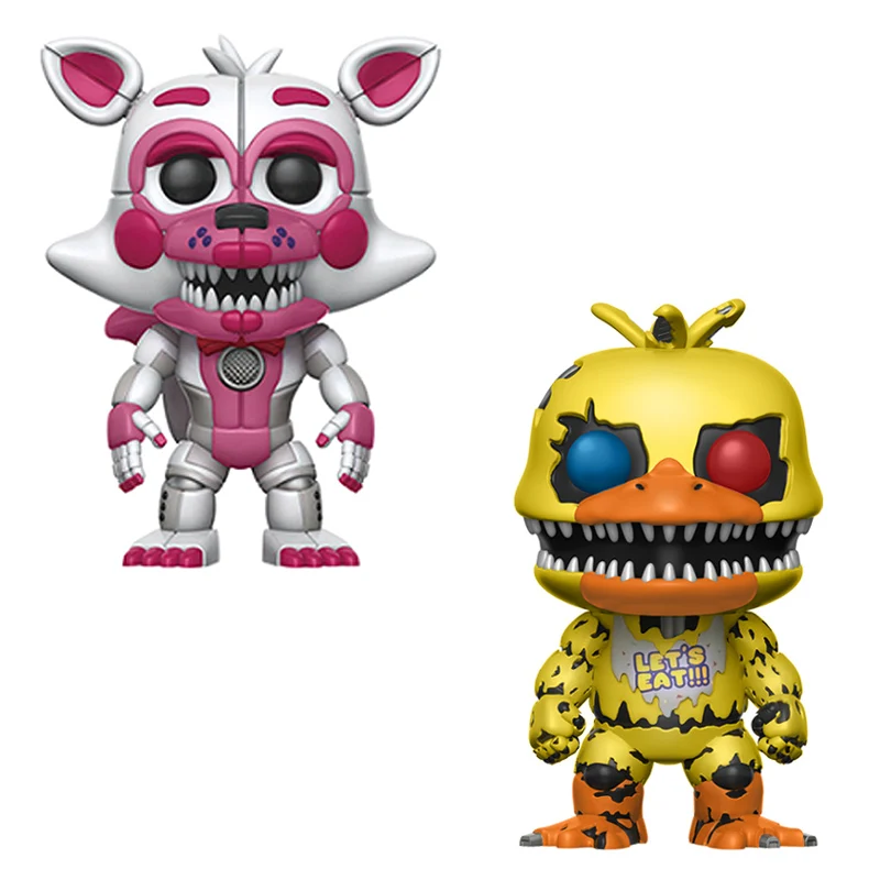 2PCS 10 шт. Five Nights At Freddy's Toys ПВХ Фигурки FNAF Бонни и Чика Фокси Funtime Фредди фазмедведь кукла кошмар медведь куклы - Цвет: 2PCS