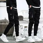 Брюки-карго мужские Студенческие, Свободный комбинезон, повседневные Джоггеры со множеством карманов в Корейском стиле, модные брюки до щиколотки, с эластичным поясом