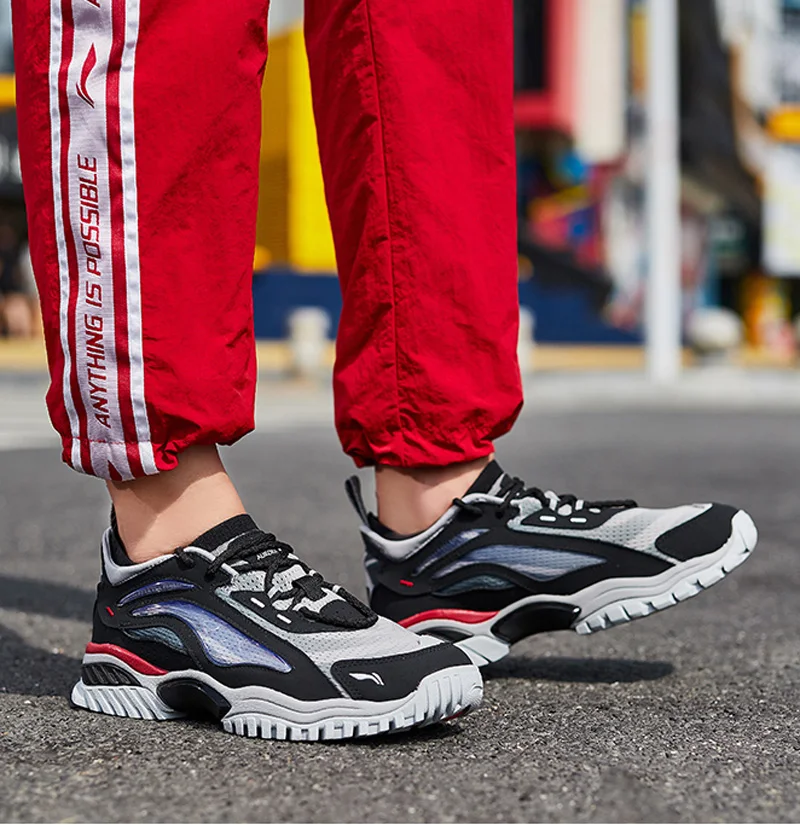 LI-Ning/Мужская обувь AURORA WINDWALKER, стиль жизни, кожа, ноская подкладка, Ретро стиль, спортивная обувь, кроссовки для отдыха, AGLP089 YXB324