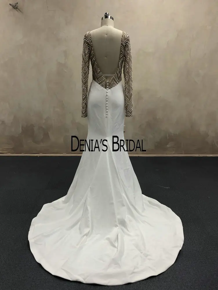Vestidos De Fiesta De Noche белое торжественное платье женское элегантное с длинными рукавами