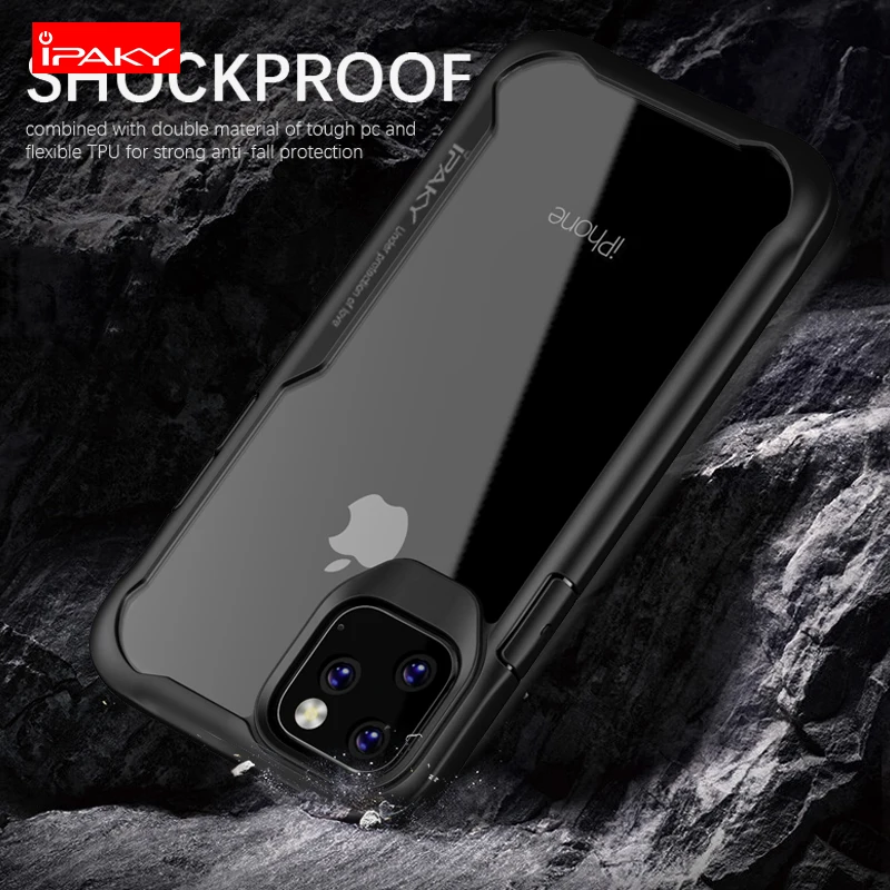 Для iPhone 11 Чехол IPAKY для iPhone 11 Pro чехол силиконовый акриловый Гибридный противоударный Прозрачный чехол для iPhone 11 Pro Max чехол