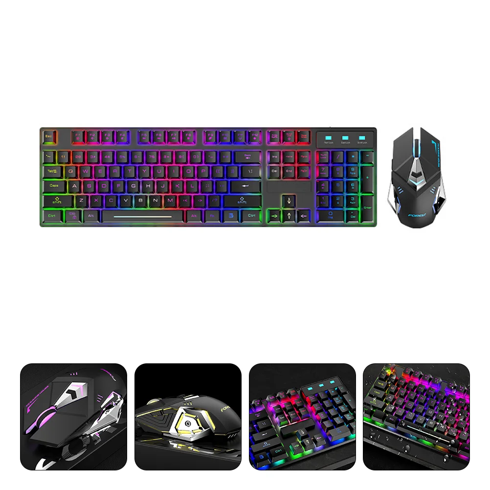

1 Set Luminous Wireless Keyboard 2.4G Wireless Keyboard and (Black)