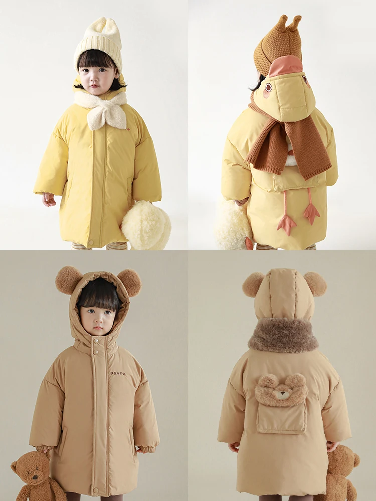 Chaqueta de algod&oacute;n con contraste tridimensional para ni&ntilde;os, gorro de Animal peque&ntilde;o, abrigo c&aacute;lido para ni&ntilde;as, novedad, invierno, 2021-0