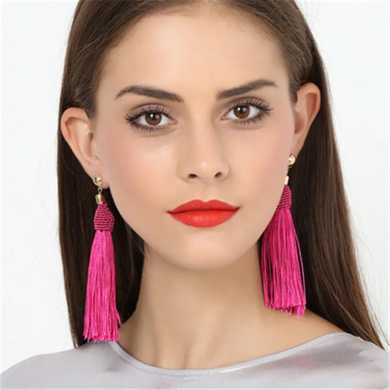 

5 Styles Long Tassel Earring Exaggerated Bohemian Hand Woven Ball s For Women European And American Fashion