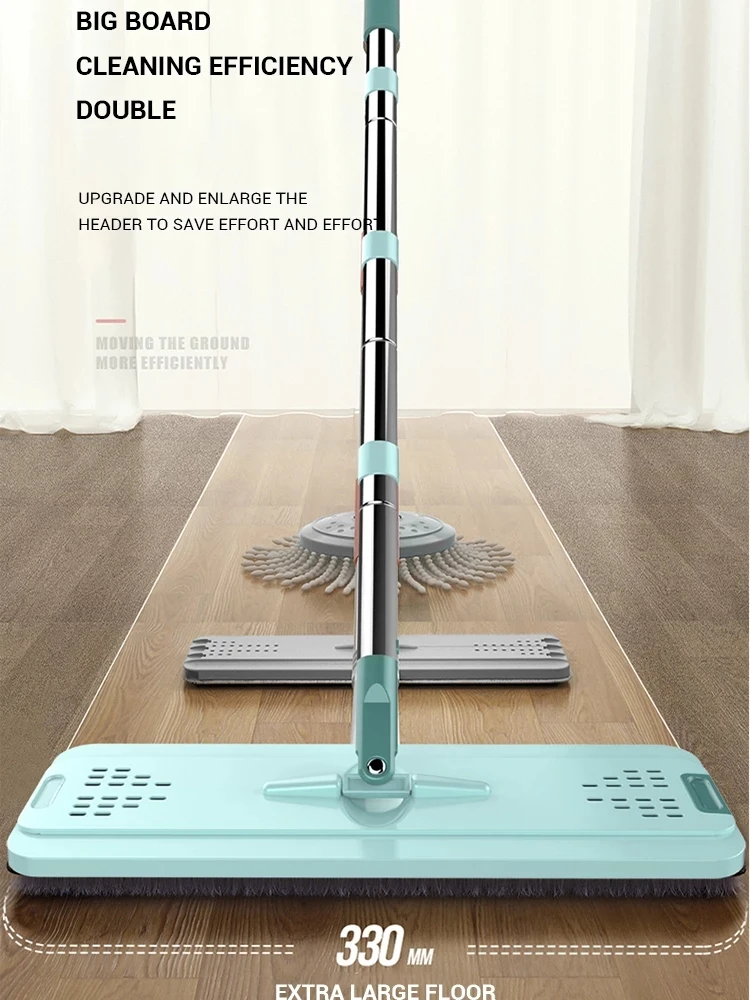 Швабра с одной кнопкой для сухой и влажной уборки экономичная Бытовая плоская