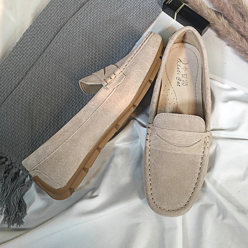 Beige 1 Стиль; модная женская обувь на плоской подошве; женская повседневная обувь на платформе без застежки; мягкая обувь для вождения; обувь на плоской подошве из высококачественной натуральной кожи - Цвет: Beige 1