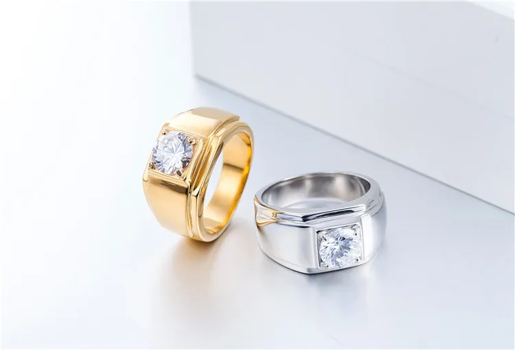 Men Women Stainless Steel Wedding Rings Gold Color Knight Templar Zircon Male Party Ring Medieval Signet Retro Vintag Gifts | Украшения и