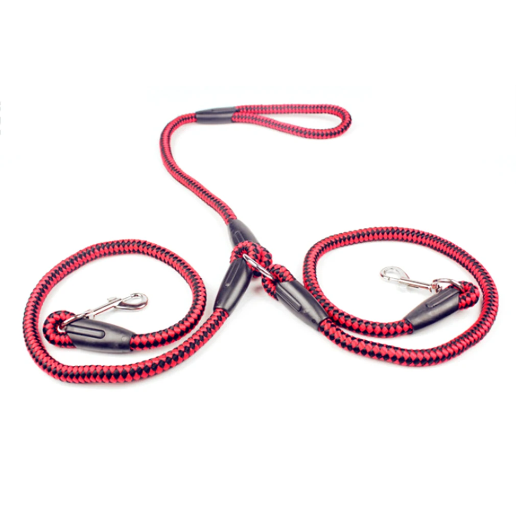 

Strong Nylon Ribbon Double Dog Leash One Drag Braided Tangle For Walking Training Adjustable Size Pet Safety Traction Rope