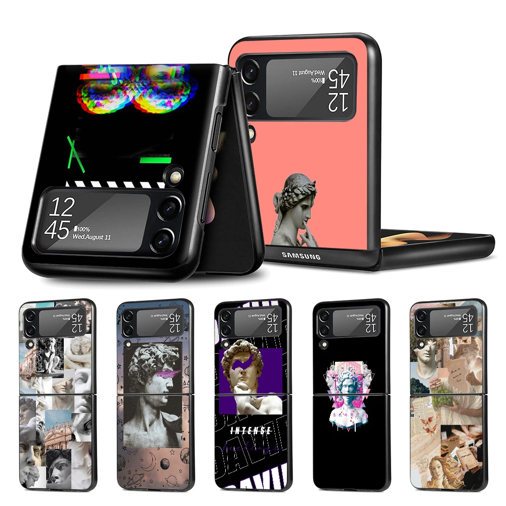 

Cell Phone Case for Samsung Galaxy Z Flip3 5G Black Coque Z Flip 3 Hard PC Luxury Cover Zflip3 Funda Capa Medusa David Statue