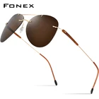 FONEX Солнцезащитные очки без оправы из титанового сплава TR90 для мужчин и женщин, новинка 2021, ультралегкие солнцезащитные очки-авиаторы без винтов для мужчин и женщин, поляризационные, 851