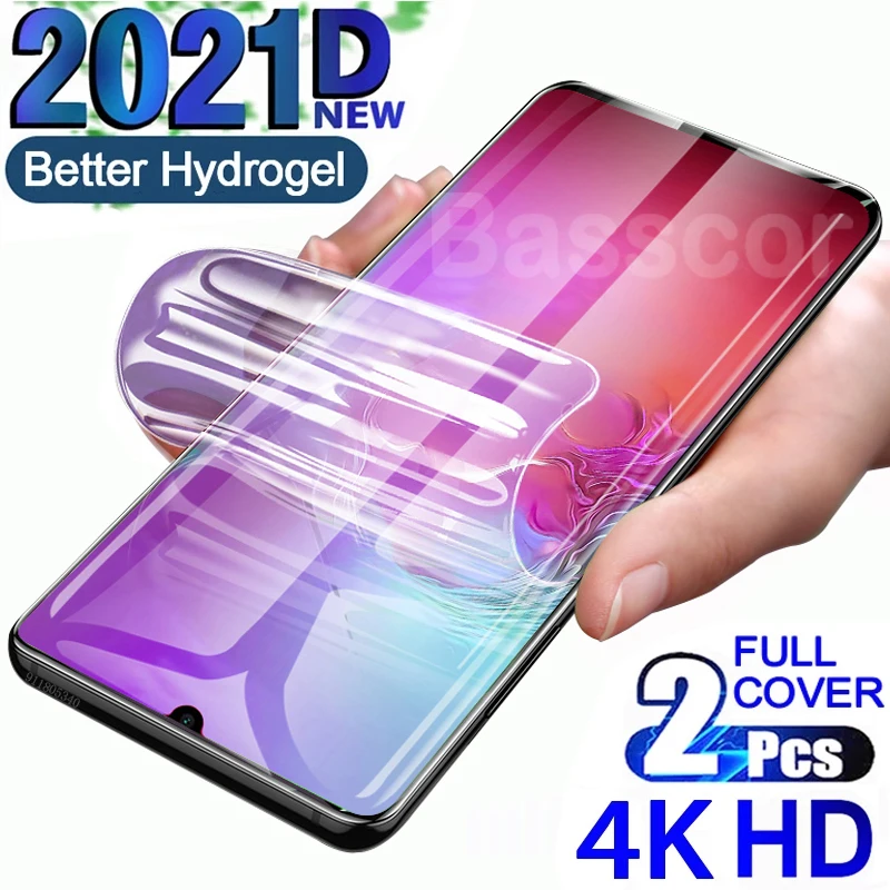 

2021D On The Screen Protector For Xiaomi Poco F3 X3 GT F2 M3 Pro Hydrogel For Redmi Note 10 7 8 9t 9 Pro 9A 9C Full Cover Film