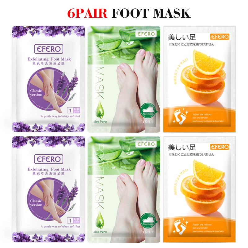 

6pair Exfoliating Foot Mask Patch Exfoliation for Feet Mask Peel Dead Skin Removal Socks for Pedicure Sock Peeling Foot Masks