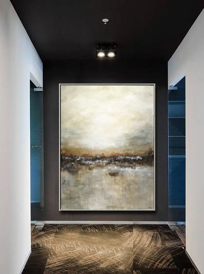 Goedkoop Grote Kunst Verticale Landschap Schilderij Moderne Abstracte Wall Art Bruin Tan Kunstwerk Olieverfschilderij Grote Kunst Kunst Art