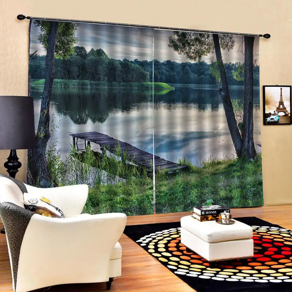 Современные 3D деревянные мостовые водные шторы ландшафт для спальни на заказ