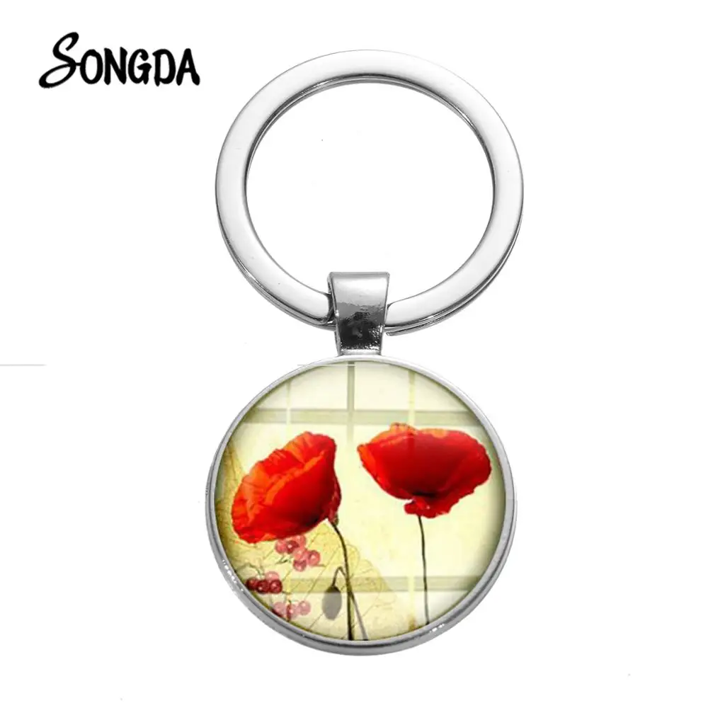 Новое поступление художественный брелок романтическое красное поле цветов