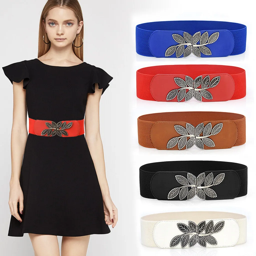 

Vintage Wide Waist Belt for Women Retro Totem Wide Waistband Elastic Stretch Dress Waist Belt Buckle band ladies pasek damski