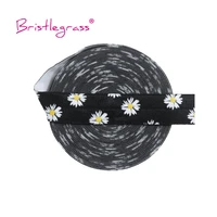 bristlegrass 2 5 yard 58 15mm daisy print foe foldover elastic spandex satin band hair tie headband tutu dress diy sewing trim