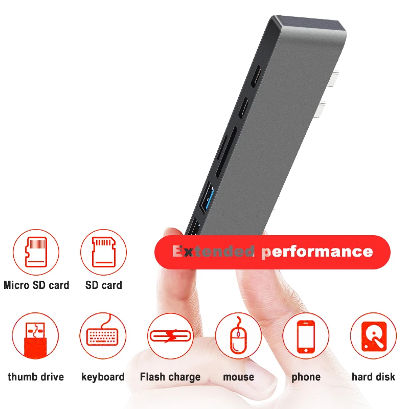 Lungfish USB C концентратор 6 в 1 type Thunderbolt 3 адаптер док ключ PD 0 SD TF кард ридер для MacBook Pro