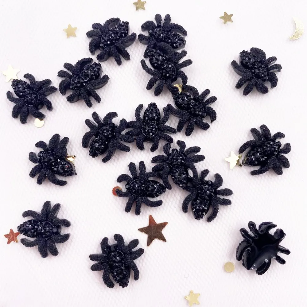 60pcs Delicate Black Spider Flatback Rhinestone Applique DIY Christmas Scrapbook Jewelry Stone Craft F977*2