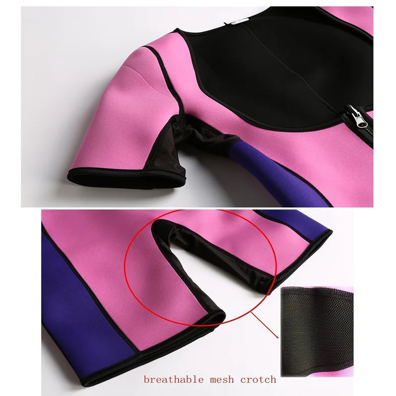 Женский костюм для бега на молнии сауны с коротким рукавом неопреновый женский