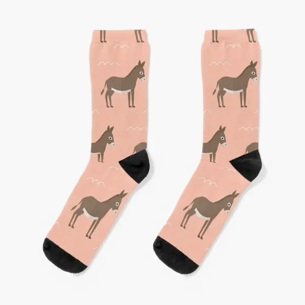 Круглые носки Donkeys, забавные мультяшные хлопковые мужские дышащие женские милые удобные осенние спортивные черные носки унисекс для девоче...