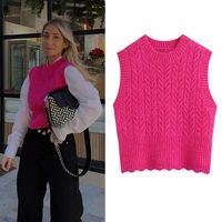 snican solid v neck knitted sweater vest vintage casual oversize top femme hiver za 2021 women pulls female gilet spring jumper