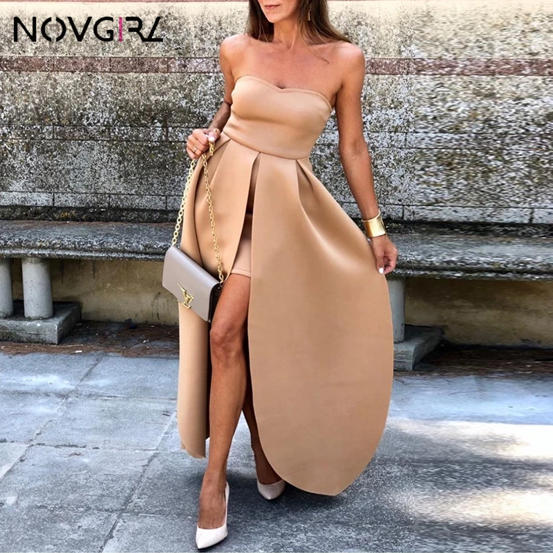 Novgirl женские вечерние сексуальные с открытыми плечами длинное платье высоким
