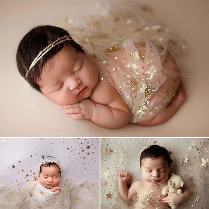 

2 Pcs Baby Receiving Blanket+Pillow Set Infants Swaddling Wrap Newborn Photography Props Photo Shooting Accessories