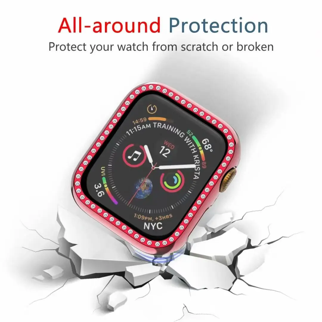 Металлический Алмазный защитный чехол для apple watch, защитный экран серии 4, 3, 2, 1, чехол 38 мм, 42 мм, 40 мм, 44 мм, iwatch, чехол для женщин