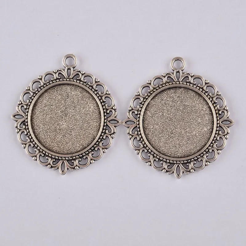 200 шт античная бронза серебро 25 мм Пустой диск кулон Подвеска подвеска поднос