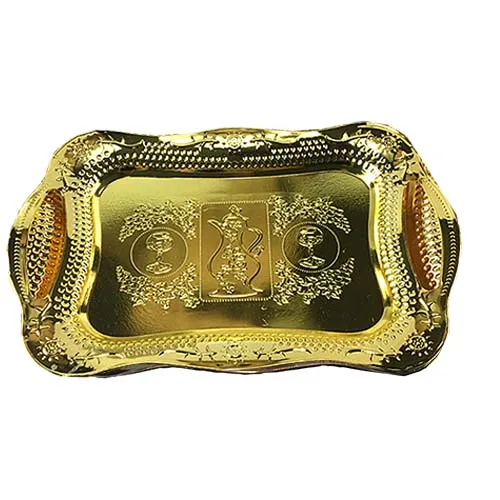 Gold-M JINSERTA металлический поднос для сервировки ювелирных изделий, демонстрационная тарелка с ручкой, Золотой десерт, фруктовый поднос для торта, домашние, вечерние, свадебные, декоративный Органайзер - Цвет: Gold-M