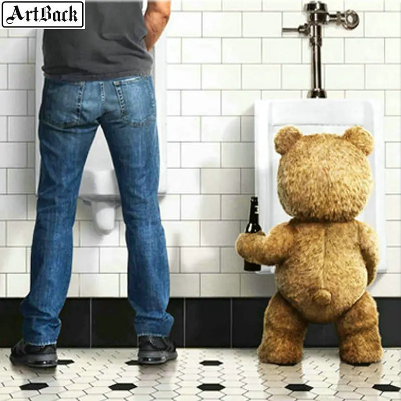 Картина из страз ARTBACK 5d сделай сам мультяшный медведь на унитазе полный