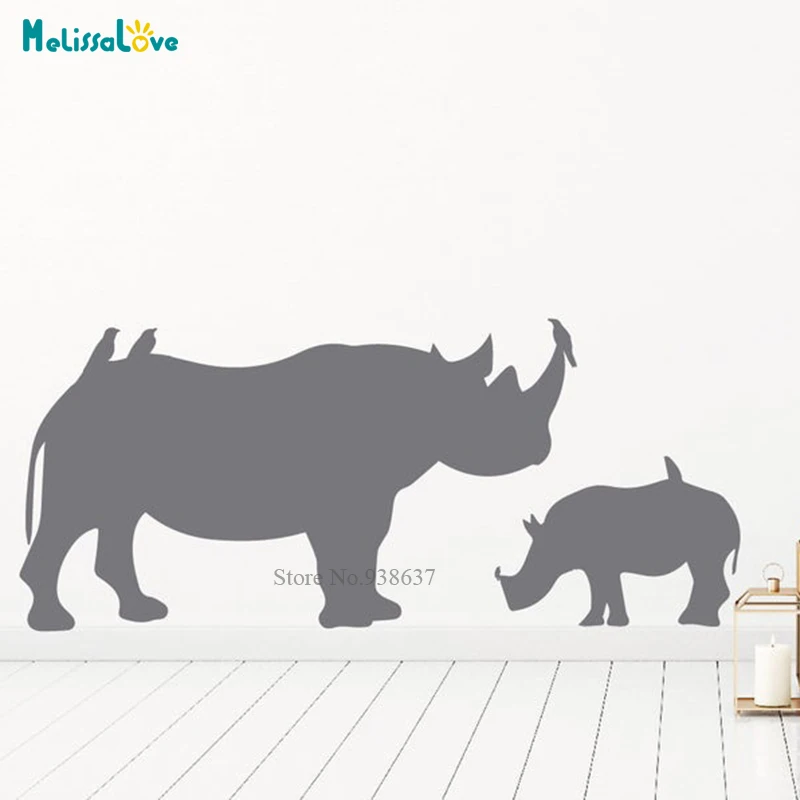 

Rhinoceros Family Nursery Wall Decal Children's bedroom Playroom Decor Removable Vinyl Wall Sticker Mural BB782