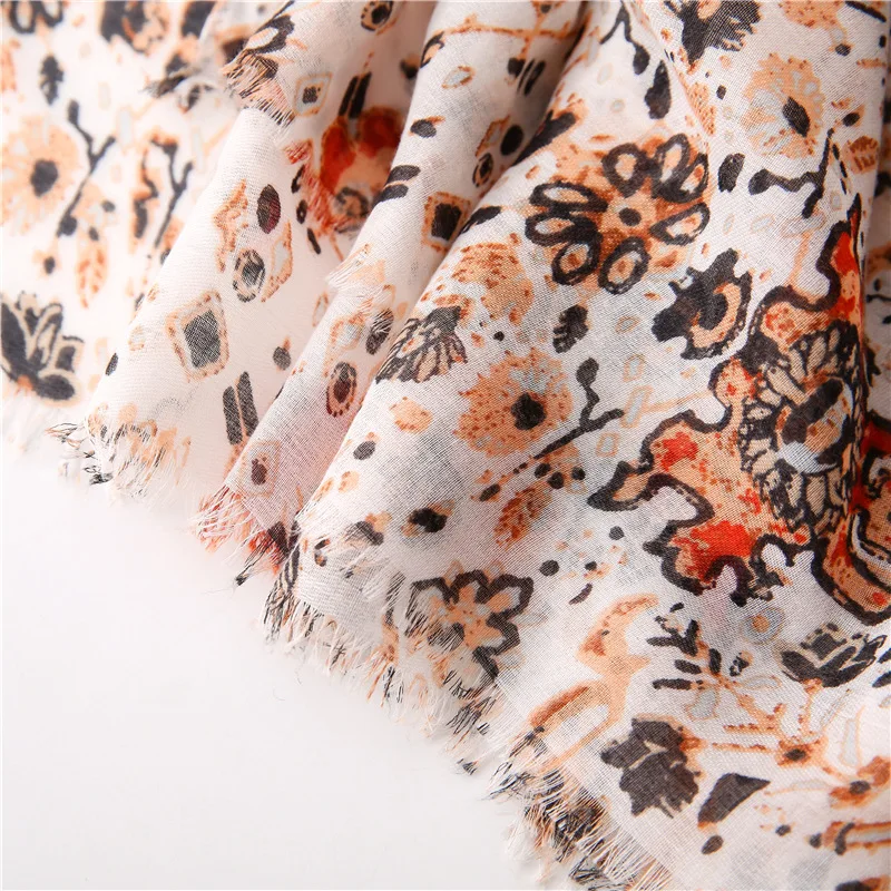 

2020 Spain Luxury Brand Cashew Floral Fringe Viscose Shawl Scarf Women High Quality Print Soft Pashmina Stole Muslim Hijab Snood