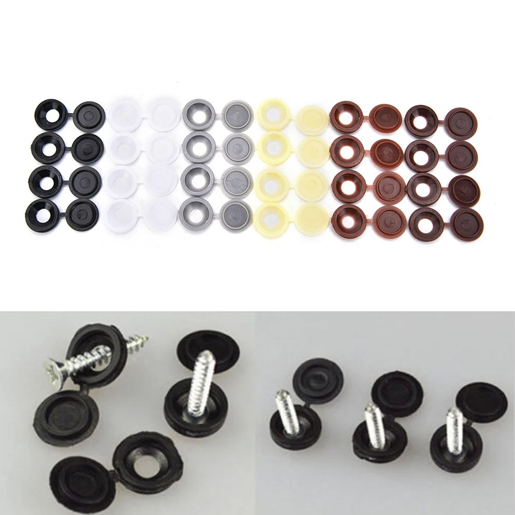 

Hot Sale 10pcs Hinged Plastic Screw Cover Cap Fold Snap Caps 6 Colors For Car Home Furniture Decor