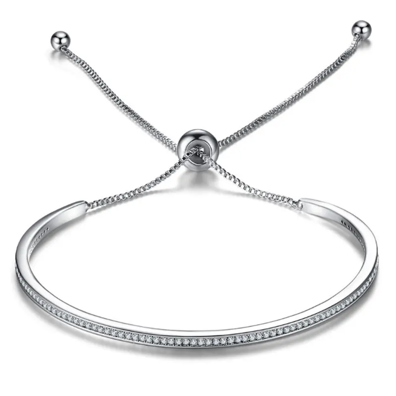 Регулируемые браслеты для женщин скользящий браслет из кубического циркония