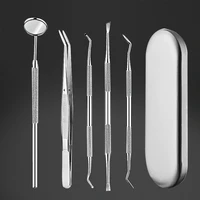 6 pack teeth cleaning tools stainless steel dental scraper tooth pick hygiene set mouth mirror dentist kit family oral care tool