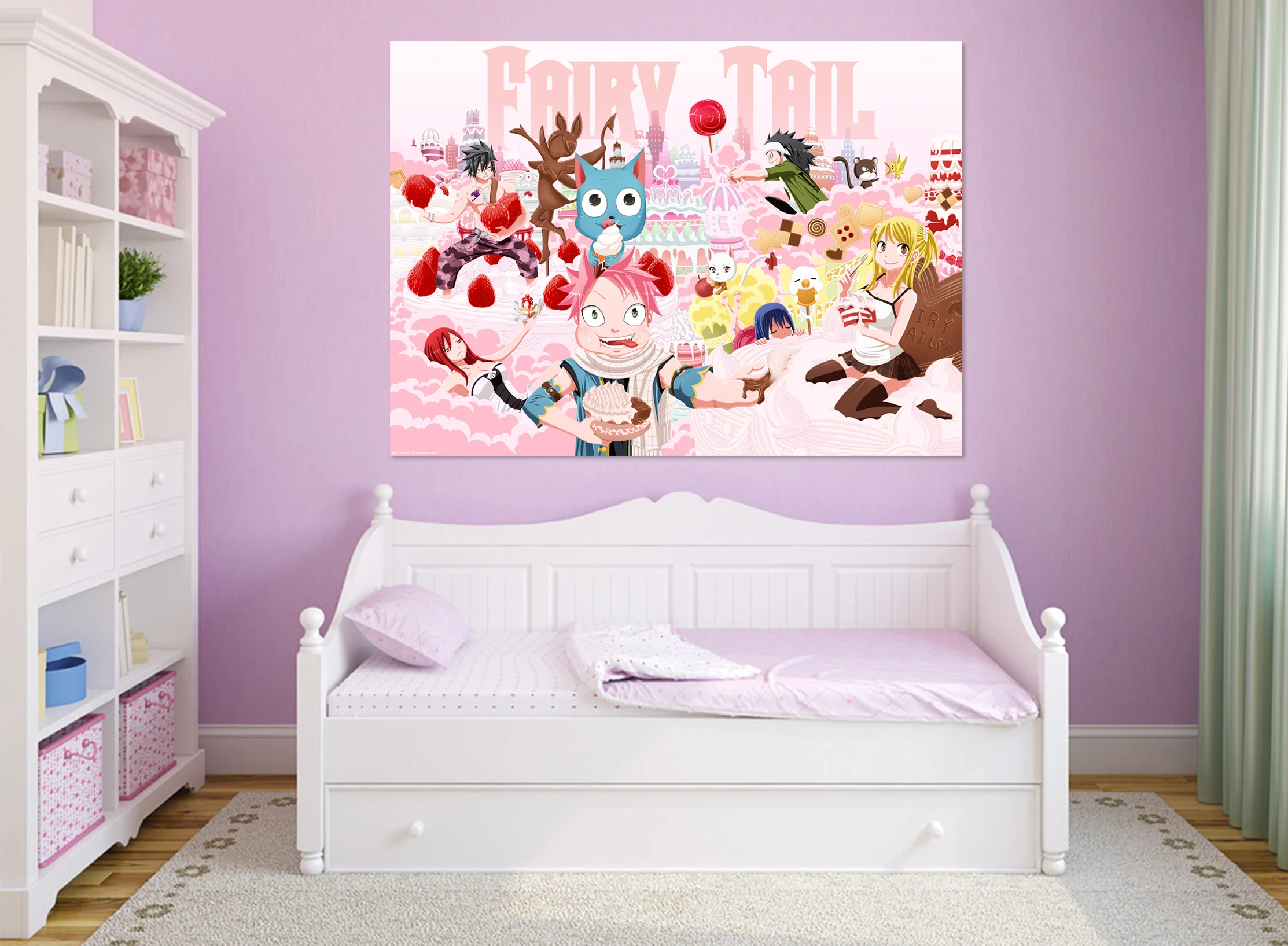 Самоклеящиеся 3D наклейки на стену в стиле японского аниме с хвостом феи фотообои