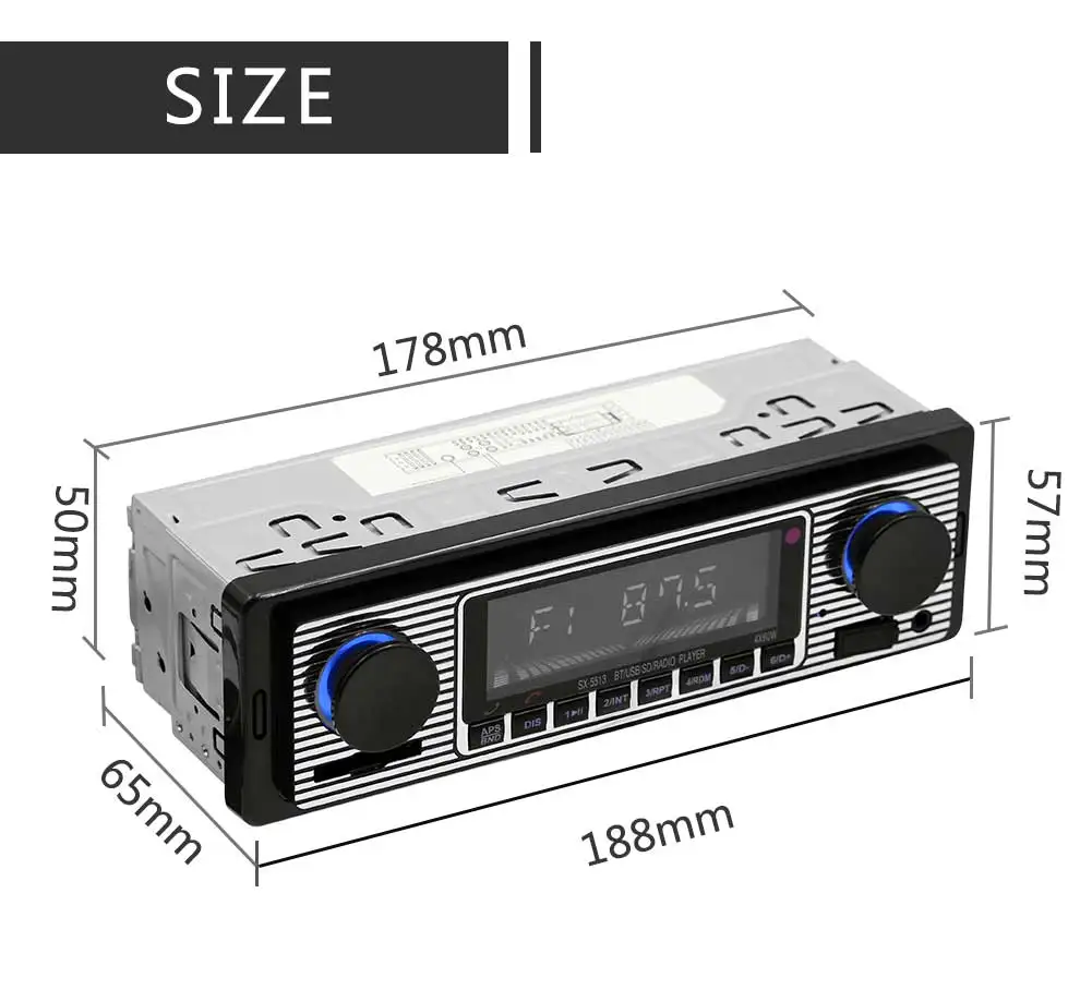Автомобильный радиоприемник 1 DIN стерео FM Bluetooth MP3 аудиоплеер мобильный телефон
