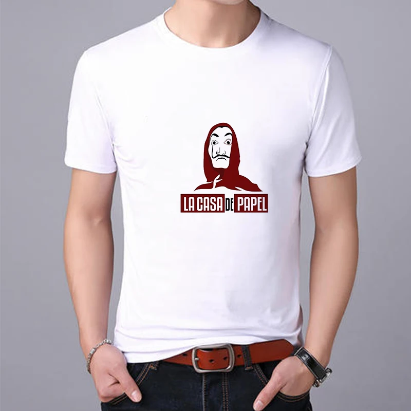 Showtly House Of paper Tee La Casa De Papel Mask Мужская футболка Ретро Повседневная с круглым вырезом