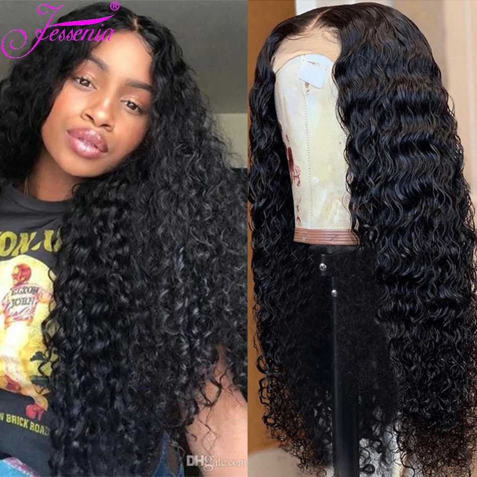 Human Deep Wave Wig Curly Hair Wigs Pre Plucked Lace Closure Wig 150 Density Brazilian Lace Front WIgs Deep Curly cheveux humain